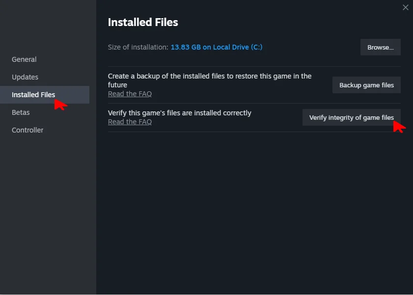 Verify Integrity of Game Files on Steam