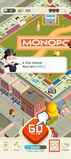 Click on Album in Monopoly Go