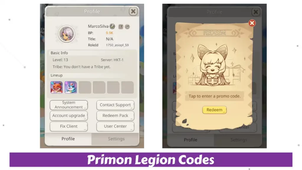 Primon Legion Codes