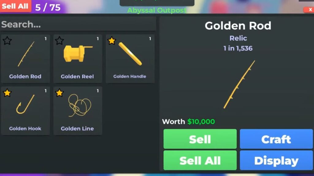 Golden Fishing Rod all items