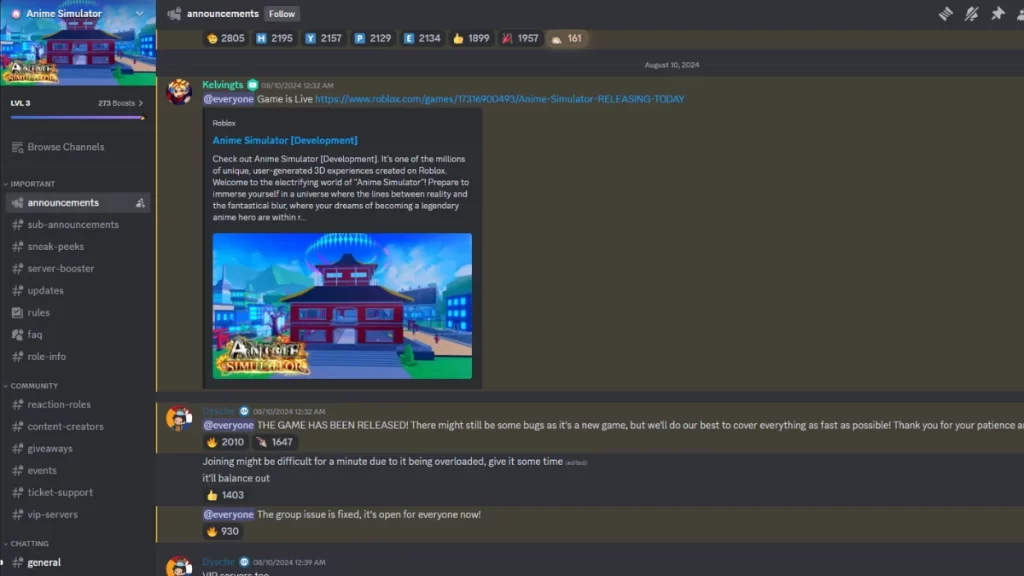 Anime Simulator Discord Server