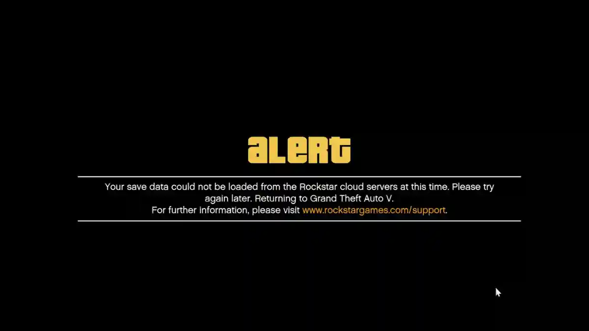 Your save data could not be loaded from the Rockstar cloud servers