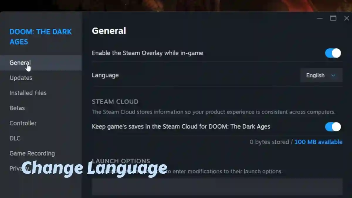 Change Language in DOOM The Dark Ages on Steam