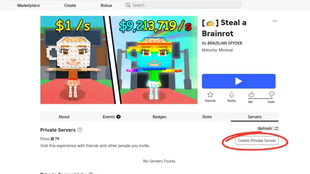 How to Create Private Server in Steal a Brainrot 2 Create a Private Server in Steal a Brainrot 1