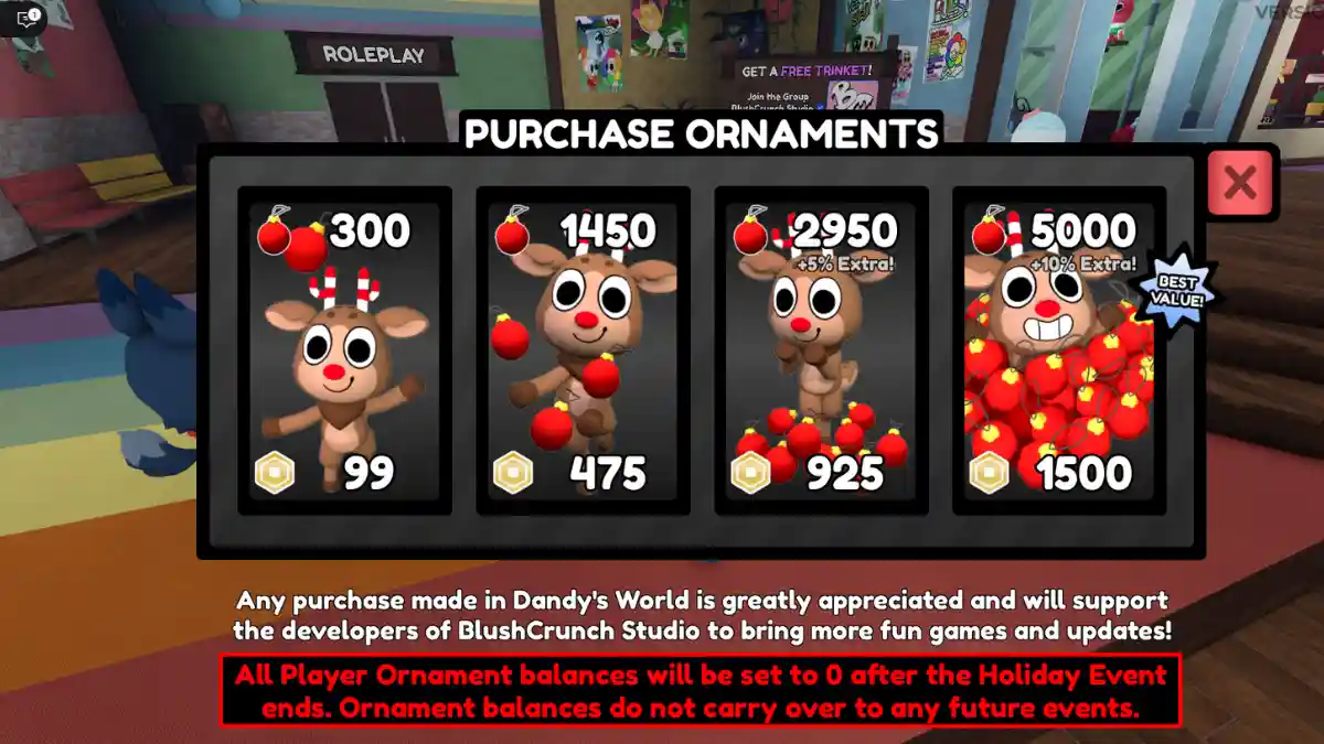 Get Ornaments in Dandy's World (Roblox)