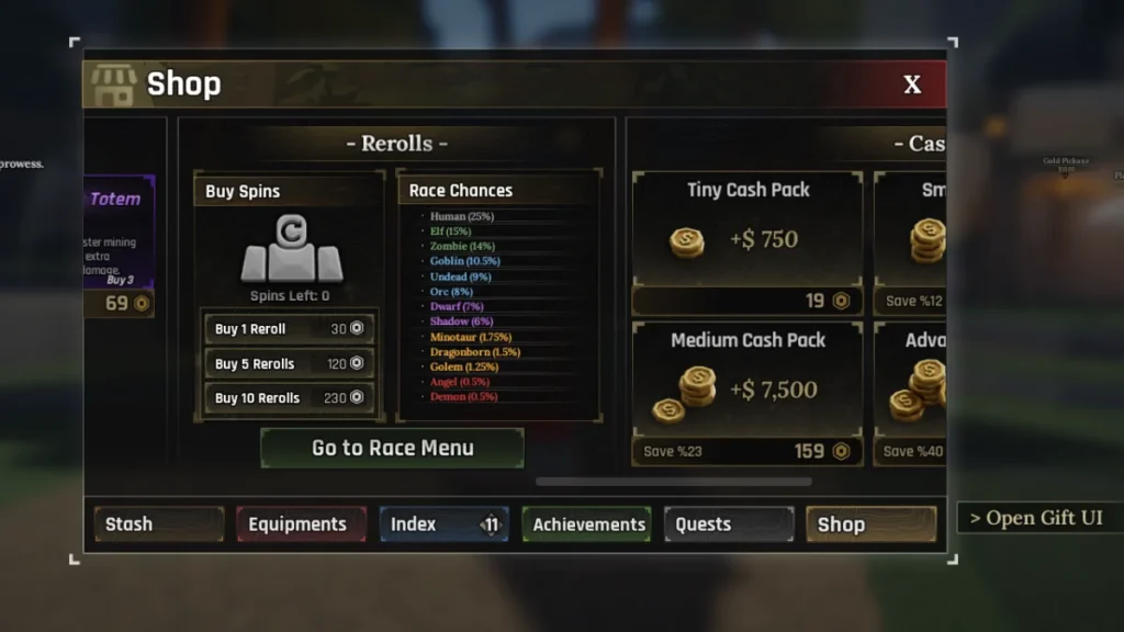 Get Race Rerolls for Free in The Forge