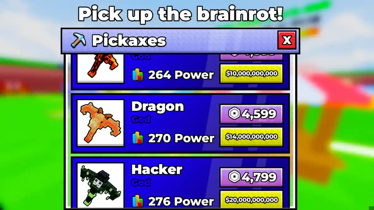 Break a Lucky Block Pickaxe Tier List
