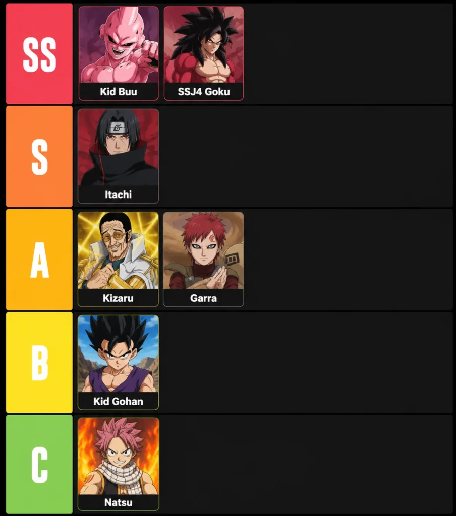Anime Limitless Souls Tier List