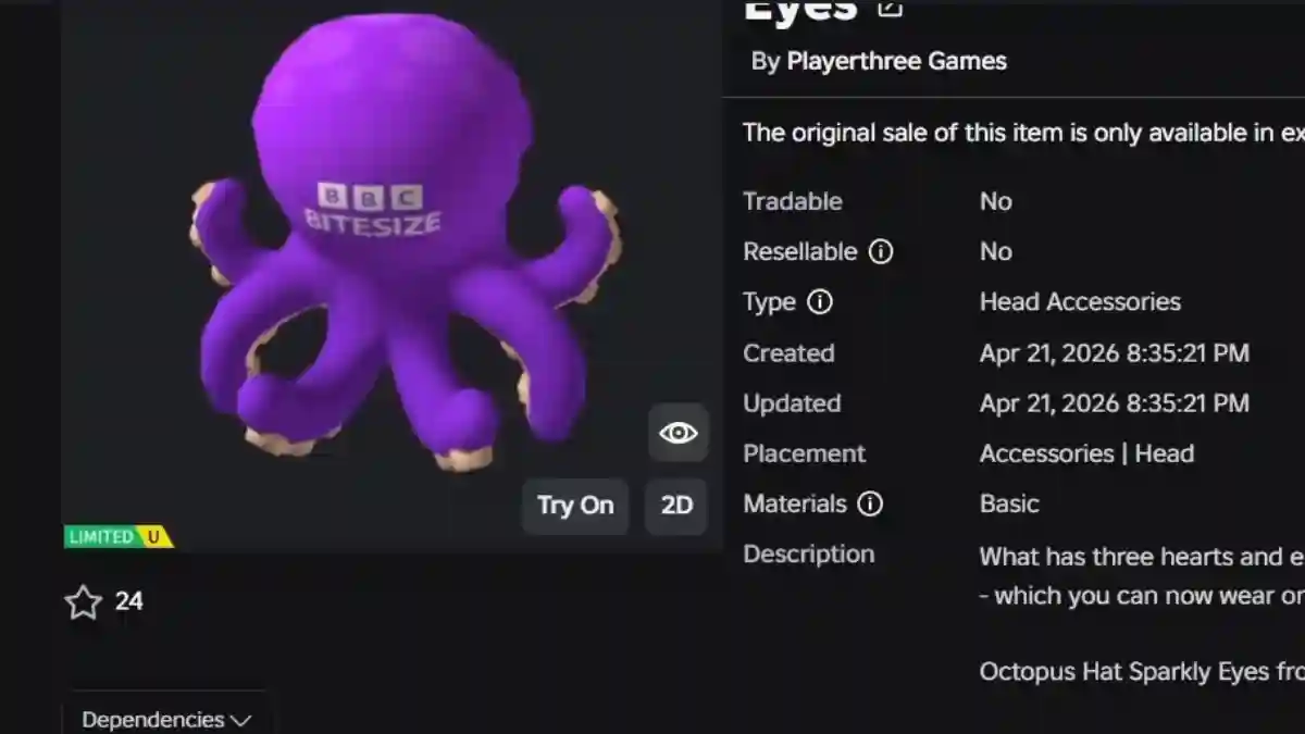 _Get Free UGC Octopus Hat Sparkly Eyes on Roblox
