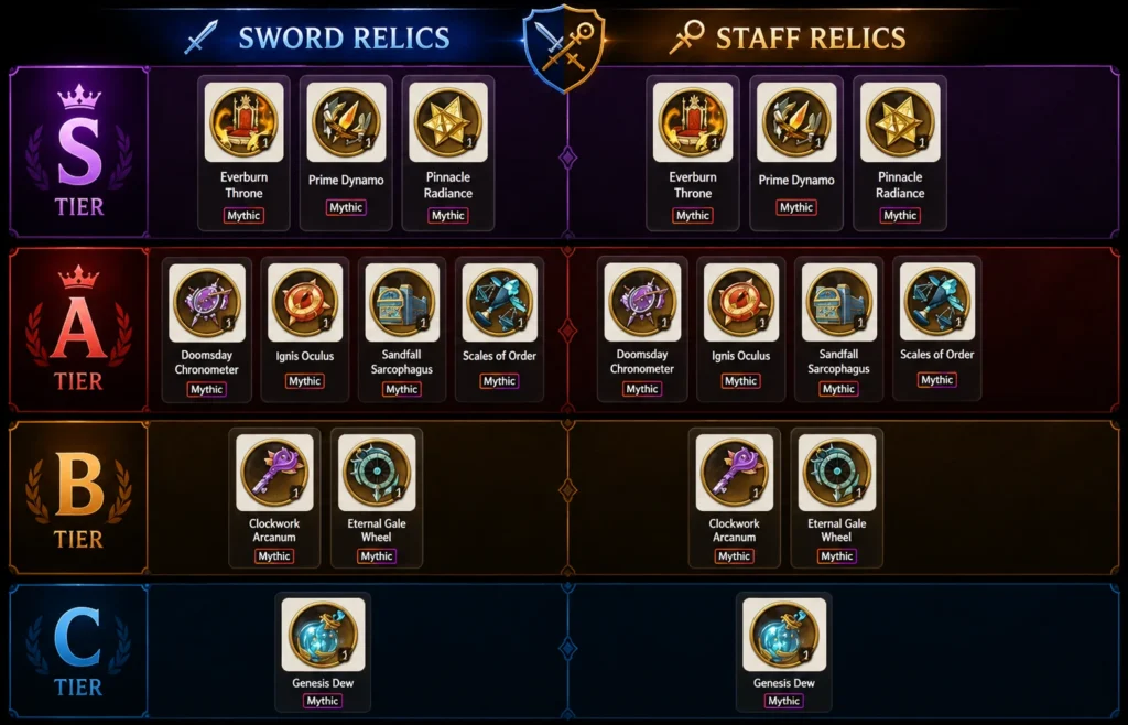 Sword X Staff Relic Tier List