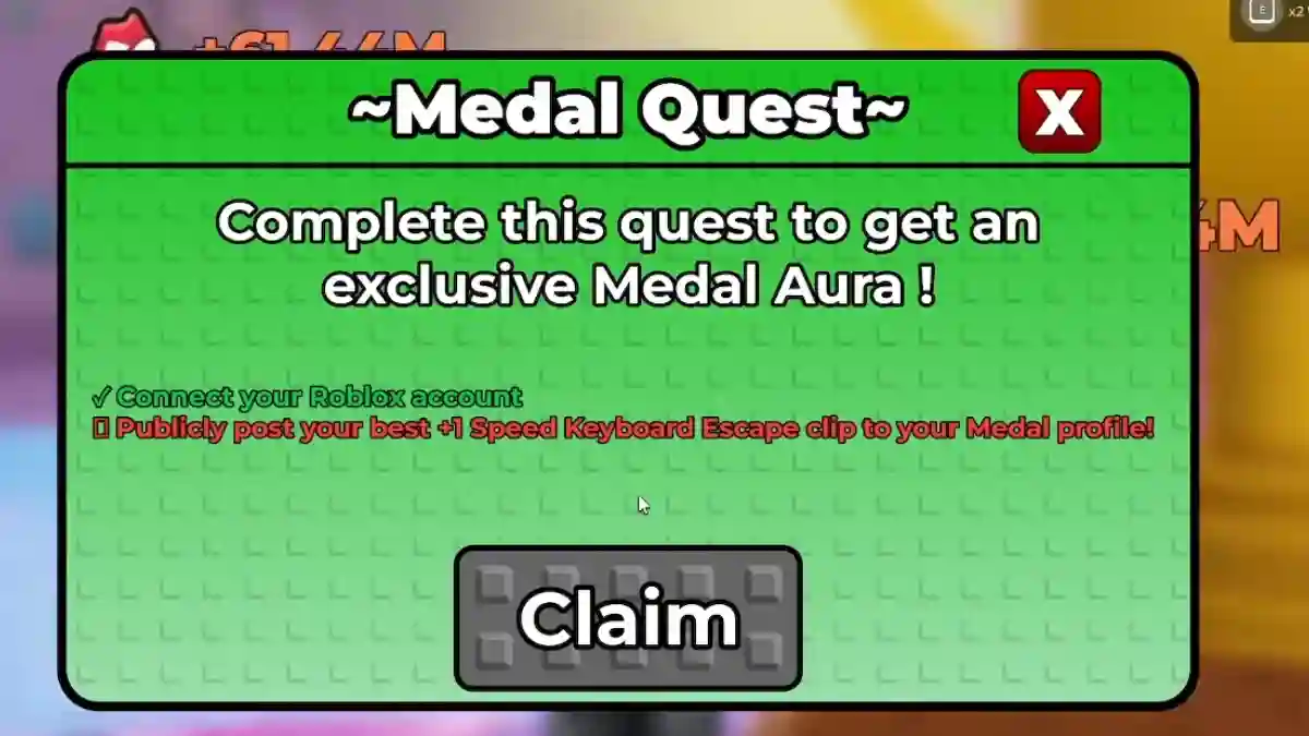 +1 Speed Keyboard Escape Medal Quest Guide