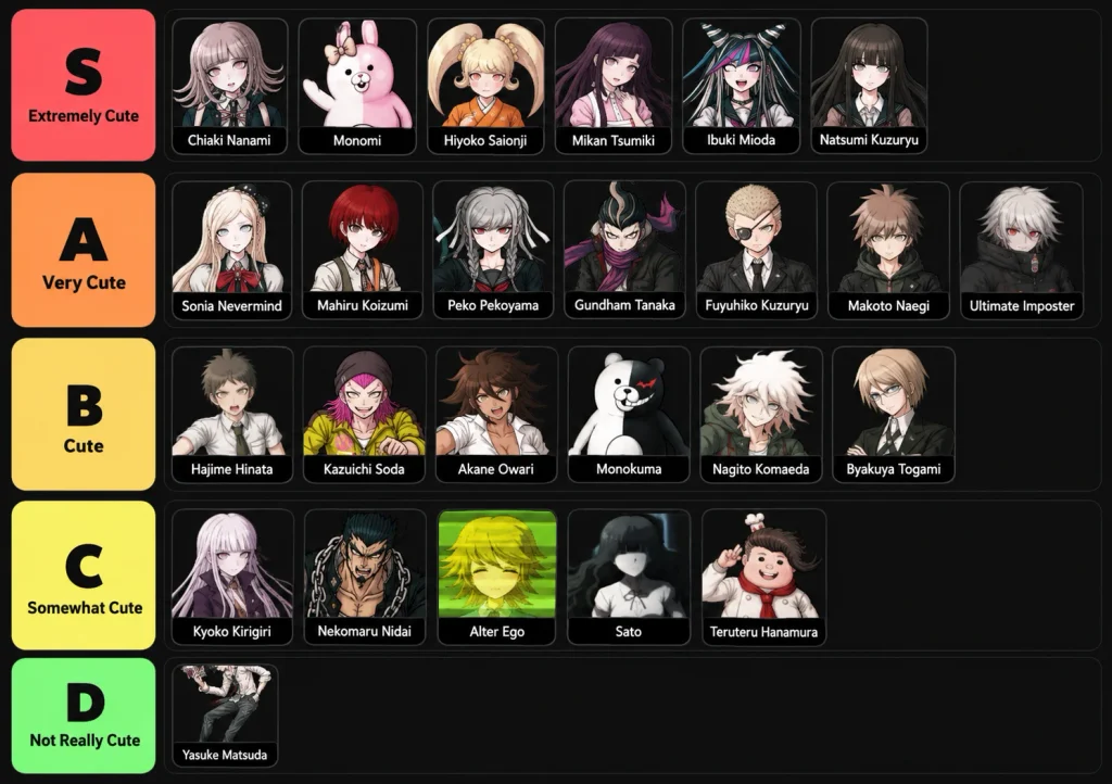 Danganronpa 2 Tier List (Cute)